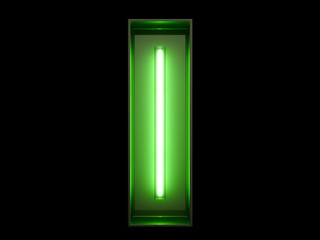 Neon green light alphabet character I font