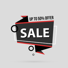 Sale banner template in flat origami style on gray background