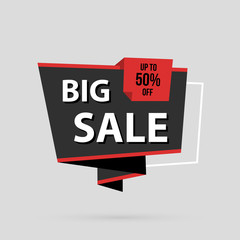 Big sale banner template in flat origami style on gray background
