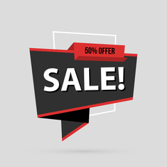 Sale banner template in flat origami style on gray background