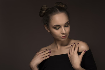 Fototapeta premium Close up woman face with beautiful eyes and perfect skin.