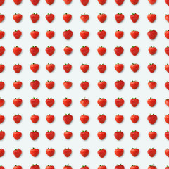 Pattern made of strawberries, top view, isolated on white