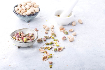 Pistachio on stone board