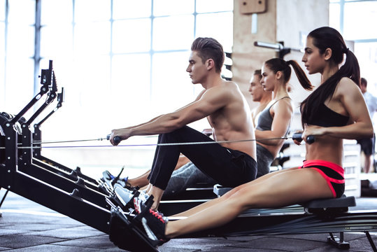 Group training in gym