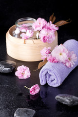 Sakura flowers and bath salt