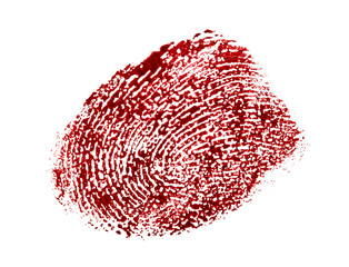 Bloody fingerprint isolated on a white background