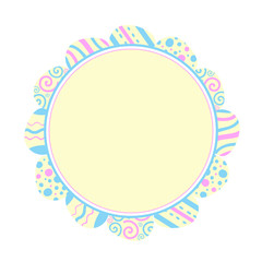 Illustration round frame of colored eggs. Easter holiday. Flat design