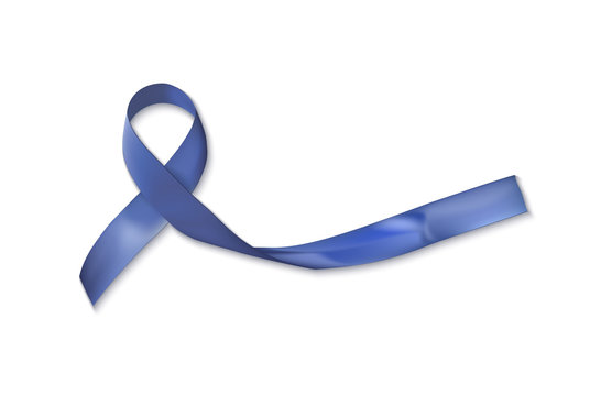 Colorectal, Colon cancer, Acute Respiratory Distress Syndrome ARDS , and Tuberous Sclerosis awareness symbolic with dark blue ribbon with dark blue ribbon on white background