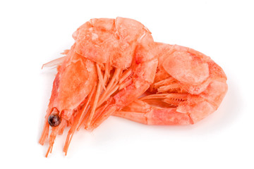 Red cooked prawn or shrimp isolated on white background