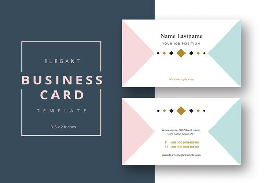 Business Card Layout with Geometric Elements