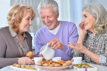 happy Senior people  drinking tea  