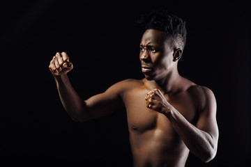 African-American male athlete boxing