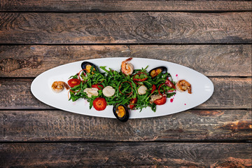 Seafood salad with lime sauce.