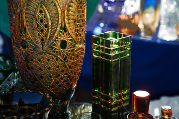 Various vases from colored glass