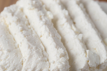 slices of white cheese macro