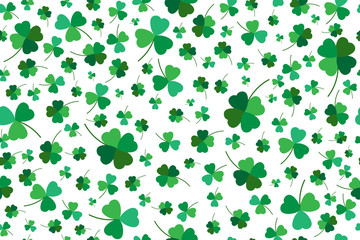 Saint Patrick day background with clover leaves or shamrocks