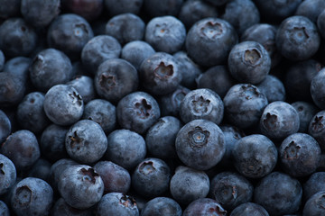 Arrangement ripe blueberries for fruit background