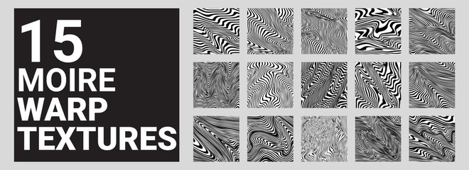 Set of 15 Moire Waves Warped Line Textures / Backgrounds