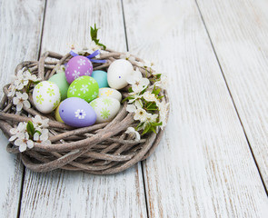 Easter eggs and spring  blossom