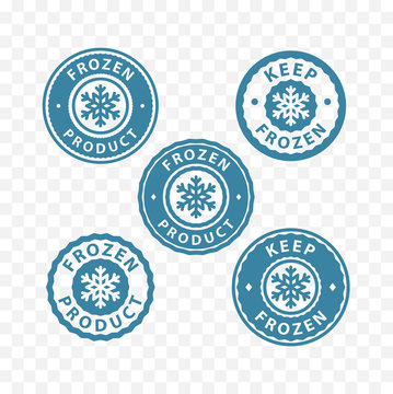 Keep Frozen, Frozen Food, Frozen Product Packaging Label Stamp Sticker Symbols.