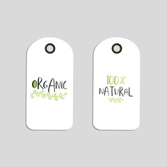 Vector eco badge or tag, bio green logo