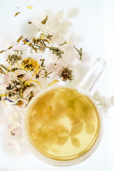 herbal tea in glass cup