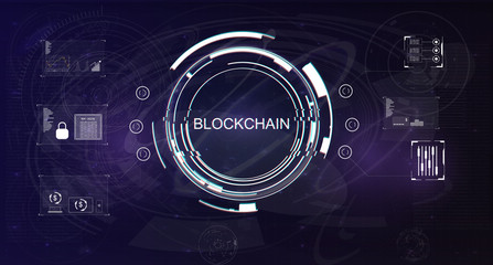 Blockchain technology. Crypto currency. Bitcoin.Technology background. Elements for infographics. Web elements