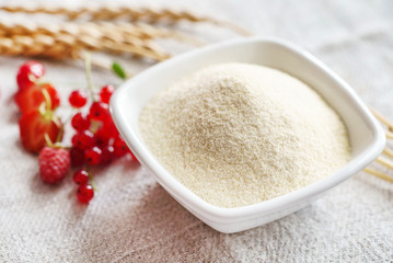 Raw unprepared semolina in bowl