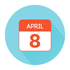 April 8 calendar flat icon. International Gypsy Day