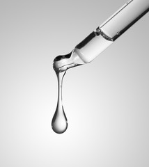 Liquid drop from laboratory glass Pipette