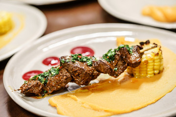 beef kebab with sauce