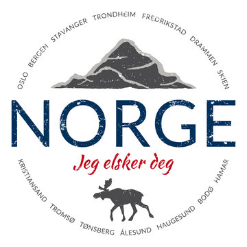 Grunge button ("Norway - I love you")