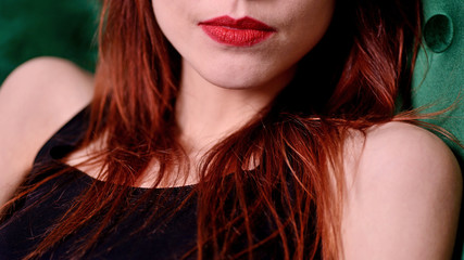 Woman with red lips.