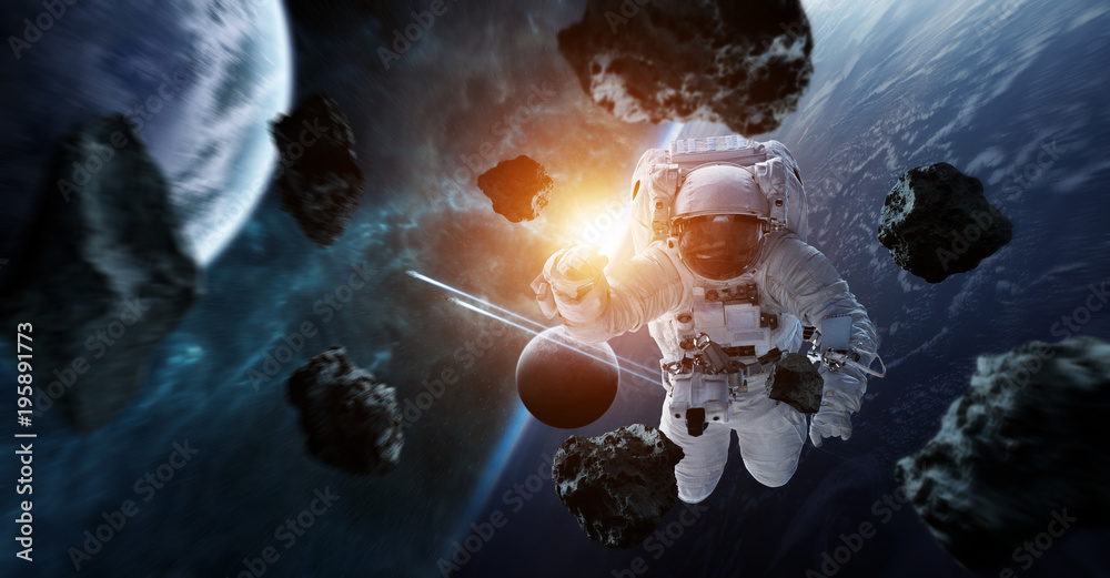 Wall mural astronaut floating in space 3d rendering elements of this image furnished by nasa