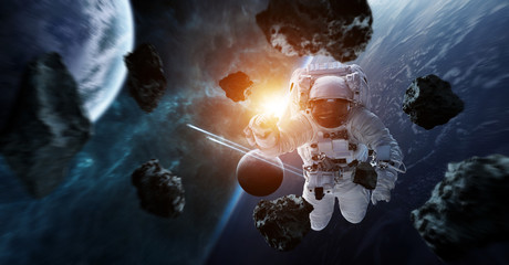 Obraz na płótnie Canvas Astronaut floating in space 3D rendering elements of this image furnished by NASA