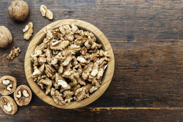 walnuts in a plate top view