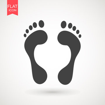 Foot print icon. Bare foot print Black on white feet icon vector , stock vector illustration flat design style
