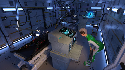 Spaceship Medical Bay With Female Travelers 3D Rendering © studio1media