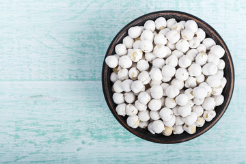 raw chickpeas in a plate