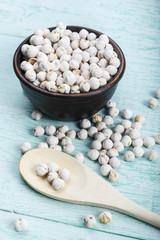 raw chickpeas in a plate