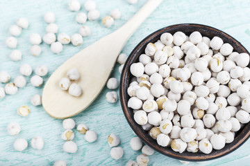 raw chickpeas in a plate