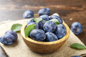 ripe plums in a plate