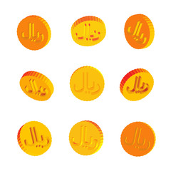 Golden Coins with Rial Symbols