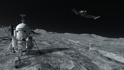 Spaceships Flying Over Planet In Space 3D Rendering © studio1media