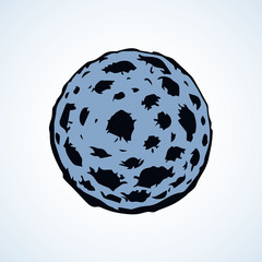 Moon with craters. Vector drawing
