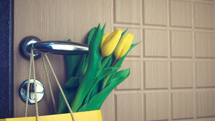 Yellow tulips. Women's Day