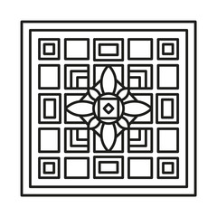 Beautiful Square Shape for Coloring. Vector. Oriental Tile. Book Page. Mandala Style. Lines