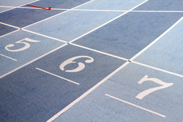 Close up of numbers on running tracks