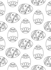 Vector Easter eggs pattern. Easter seamless background. Coloring page book from doodle Easter eggs