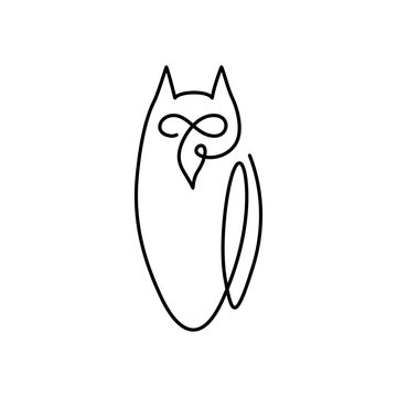 Vector continuous line drawing bird owl. Owl logo design